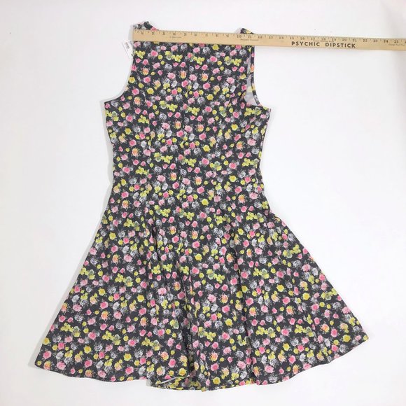 NWT Divided By H&M Black Floral Sleeveless Fit & Flare Zipper Dress Size 8 - Picture 6 of 6
